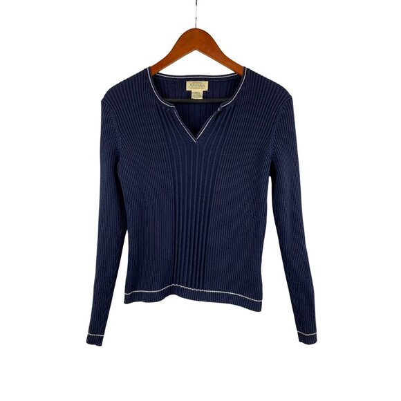 St. Johns Bay Authentic 100% Cotton Ribbed Long Sleeve Sweater Small Blue - Picture 1 of 4